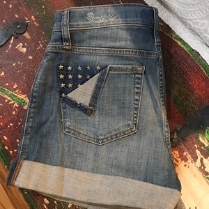 Rock & Republic Blue Denim Jean Shorts with Star Stud Accent